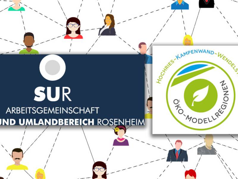 Logos von Fairtrade, Sur, Öko-Modellregion und LAG